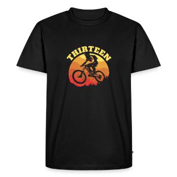 Turning 13 Mountain Bike Theme BMX Lover 13th - Men's Premium Organic T-Shirt - black - Front - Nico (187cm)
