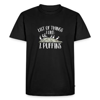 macareux macareux moines oiseaux Lunde - T-shirt Premium bio Homme - noir - Devant - Nico (187cm)
