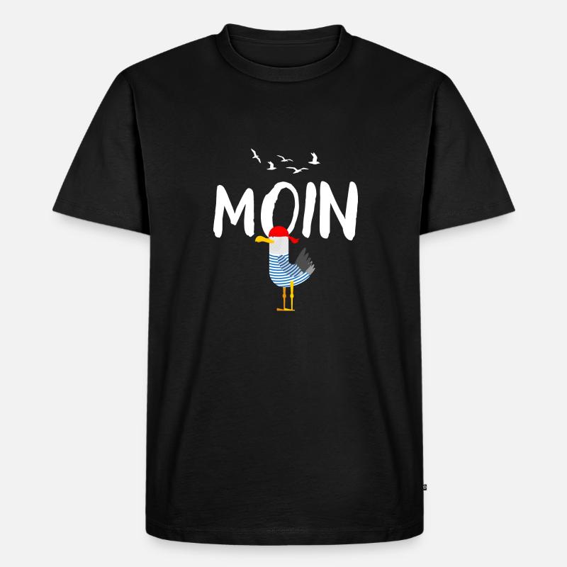 Moin Möwe Vogel Hafen Geschenk - Männer Premium Bio T-Shirt - Schwarz