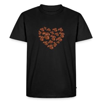 Kids Funny Squirrel Heart Cute Forest Animal - Men's Premium Organic T-Shirt - black - Front - Nico (187cm)