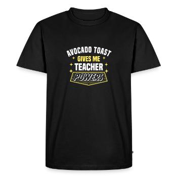 Avocado Toast Gives Me Teacher Powers Drôle - T-shirt Premium bio Homme - noir - Devant - Nico (187cm)