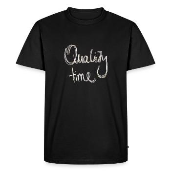 Temps de qualité Calligraphie Minimalisme - T-shirt Premium bio Homme - noir - Devant - Nico (187cm)