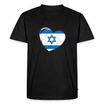 Cœur d’Israël Étoile de David Origine israélienne - T-shirt Premium bio Homme - noir - Devant - Nico (187cm)