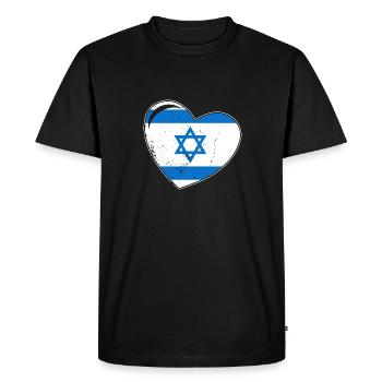 Cœur d’Israël Étoile de David Origine israélienne - T-shirt Premium bio Homme - noir - Devant - Nico (187cm)