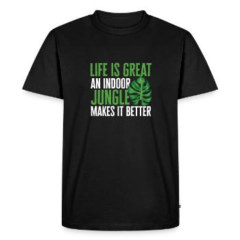 Monstera Deliciosa Albo Botanical Houseplant - Men's Premium Organic T-Shirt - black - Front - Nico (187cm)