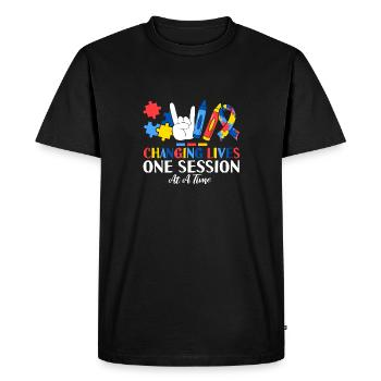 Changing Lives One Session At A Time ABA - Men's Premium Organic T-Shirt - black - Front - Nico (187cm)