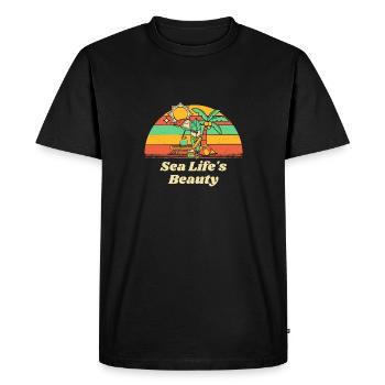Sea Life’s Beauty Beach Été Océan Tropical - T-shirt Premium bio Homme - noir - Devant - Nico (187cm)