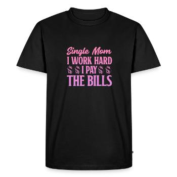 Mère célibataire Fête des mères - T-shirt Premium bio Homme - noir - Devant - Nico (187cm)