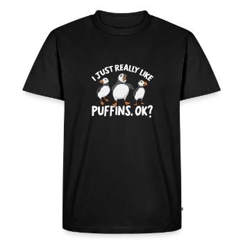 macareux macareux moines oiseaux Lunde - T-shirt Premium bio Homme - noir - Devant - Nico (187cm)