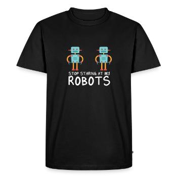Droid Builder Cool Drôle Robotique Arrêtez de regarder - T-shirt Premium bio Homme - noir - Devant - Nico (187cm)