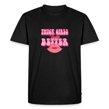 Les filles épaisses ont meilleur goût potelé grandes filles curvy - T-shirt Premium bio Homme - noir - Devant - Nico (187cm)