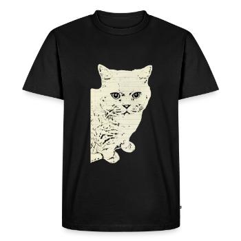 British Shorthair Chat Chat Noir Chats - T-shirt Premium bio Homme - noir - Devant - Nico (187cm)
