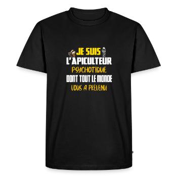 Je suis l'apiculteur psychotique t-shirt homme - T-shirt Premium bio Homme - noir - Devant - Nico (187cm)