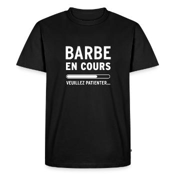 Barbe en cours Veuillez patienter - T-shirt Premium bio Homme - noir - Devant - Nico (187cm)