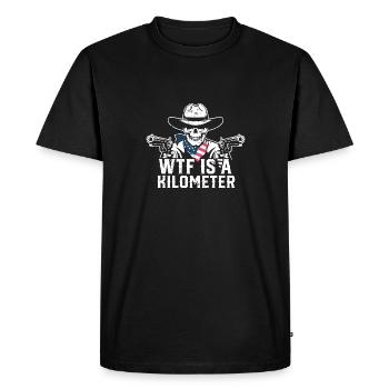 WTF Is A Kilometer Internet Meme Grunge Skeleton - Men's Premium Organic T-Shirt - black - Front - Nico (187cm)