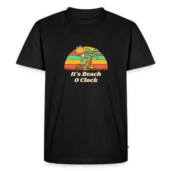 C’est Plage O Horloge Vacances d’été Voyage Tropical - T-shirt Premium bio Homme - noir - Devant - Nico (187cm)