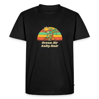 Air de l’océan Plage de cheveux salés Été Plage tropicale - T-shirt Premium bio Homme - noir - Devant - Nico (187cm)