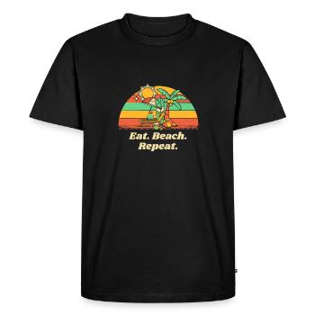 Eat Beach Repeat Ocean Hobby Beach Lover Pastime - Men's Premium Organic T-Shirt - black - Front - Nico (187cm)