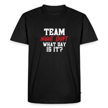 Infirmière de nuit - T-shirt Premium bio Homme - noir - Devant - Nico (187cm)