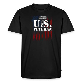 Retired U.S. Veteran - Veteran - Men's Premium Organic T-Shirt - black - Front - Nico (187cm)