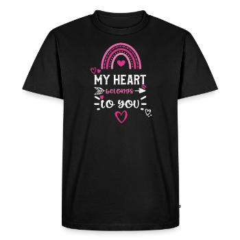 Mon cœur t’appartient - T-shirt Premium bio Homme - noir - Devant - Nico (187cm)