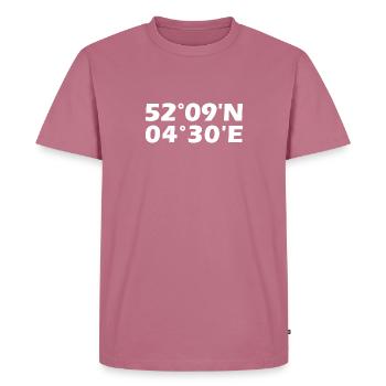 Leiden Koordinaten - Männer Premium Bio T-Shirt - Mauve - Vorne - Nico (187cm)