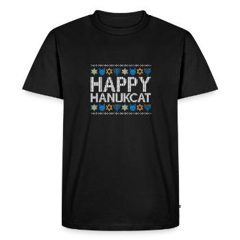 Jewish Hanukkah Hanukcat Star Of David Menorah - Men's Premium Organic T-Shirt - black - Front - Nico (187cm)