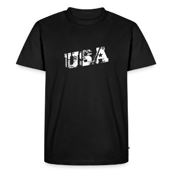 États-Unis - T-shirt Premium bio Homme - noir - Devant - Nico (187cm)