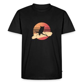 Retro Owl Birds Of Prey Nocturnal Bird - Men's Premium Organic T-Shirt - black - Front - Nico (187cm)
