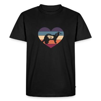Vintage Heart Cute Weasel Ferret Animal Lover - Men's Premium Organic T-Shirt - black - Front - Nico (187cm)