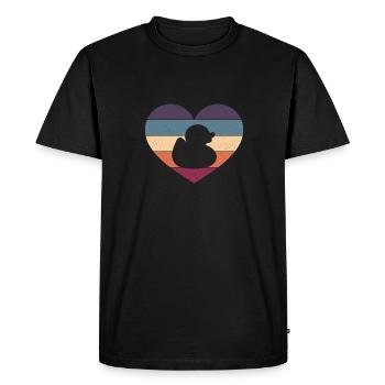 Retro Duckling Duckie Rubber Duck Vintage Heart - Men's Premium Organic T-Shirt - black - Front - Nico (187cm)