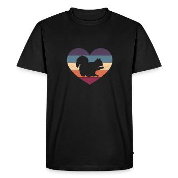 Retro Squirrel Vintage Heart Animal Forest - Men's Premium Organic T-Shirt - black - Front - Nico (187cm)
