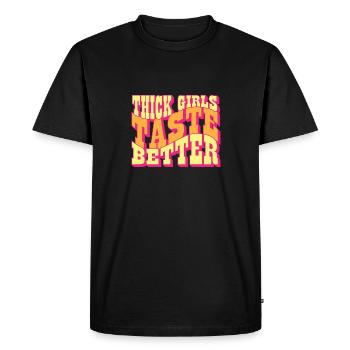 Les filles épaisses ont meilleur goût potelé grandes filles curvy - T-shirt Premium bio Homme - noir - Devant - Nico (187cm)