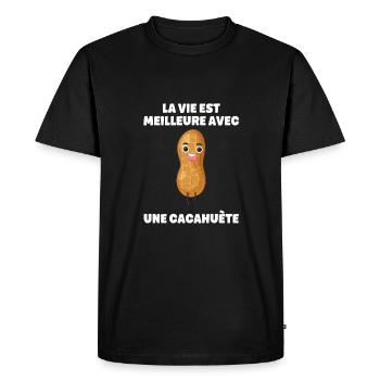 Peanuts Better With A Peanut - Men's Premium Organic T-Shirt - black - Front - Nico (187cm)