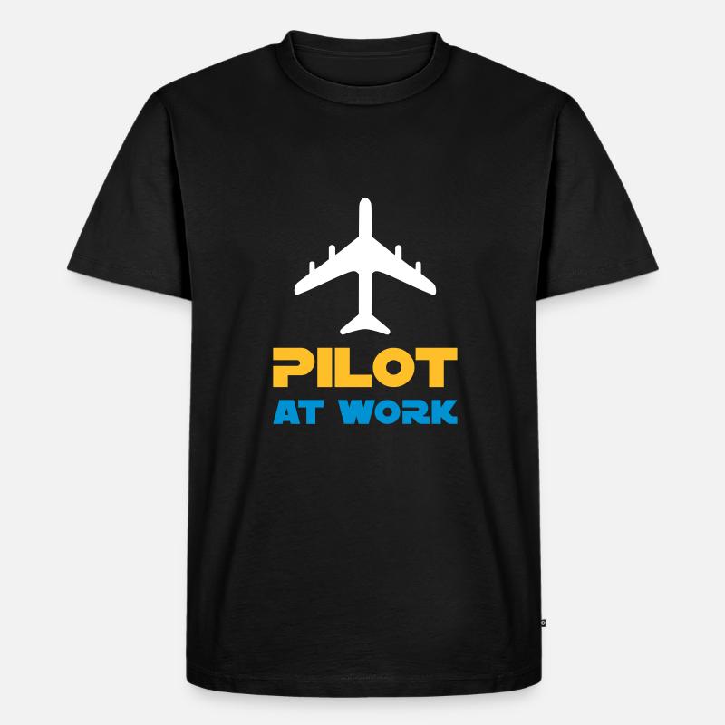 Pilot at work (Flugzeug) - Männer Premium Bio T-Shirt - Schwarz