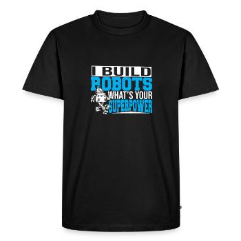 C’est drôle que je construise des robots Quel est votre robot superpuissant - T-shirt Premium bio Homme - noir - Devant - Nico (187cm)
