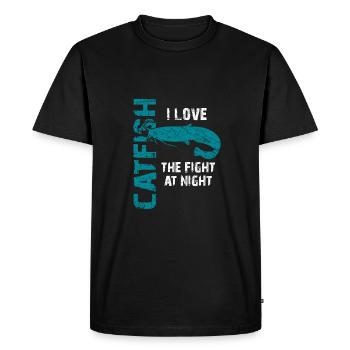 Pêche au poisson-chat Pêche sportive Poisson fort - T-shirt Premium bio Homme - noir - Devant - Nico (187cm)