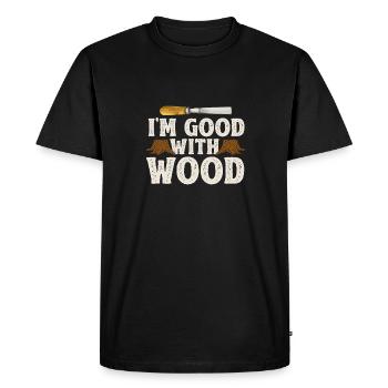 Charpentier sculpteur sur bois - T-shirt Premium bio Homme - noir - Devant - Nico (187cm)