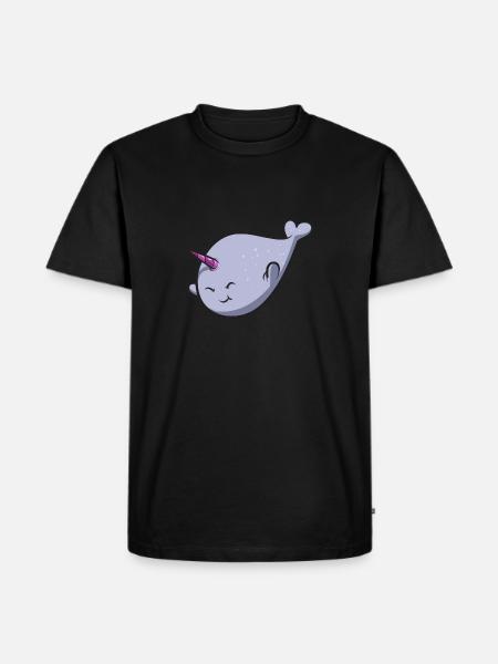 Narwal Einhornwal - Männer Premium Bio T-Shirt - Schwarz
