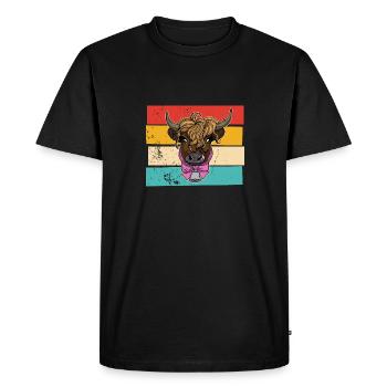 cow, breeder, farmer, highland cattle, calf, hairy - Men's Premium Organic T-Shirt - black - Front - Nico (187cm)