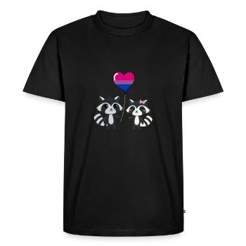 Raccoon Couple Bisexual Pride - Men's Premium Organic T-Shirt - black - Front - Nico (187cm)