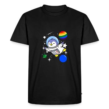 Penguin Astronaut Gay Pride - Men's Premium Organic T-Shirt - black - Front - Nico (187cm)