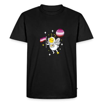 Abeille dans l’espace Lesbian Pride - T-shirt Premium bio Homme - noir - Devant - Nico (187cm)