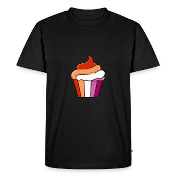 Lesbischer Cupcake Orange Pink Lesbian Pride - Men's Premium Organic T-Shirt - black - Front - Nico (187cm)