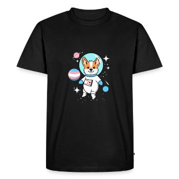 Corgi Space Trans Pride - Men's Premium Organic T-Shirt - black - Front - Nico (187cm)