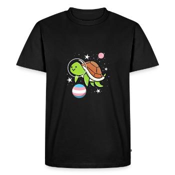 Turtle Astronaut Trans Pride - Men's Premium Organic T-Shirt - black - Front - Nico (187cm)