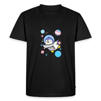 Transgender penguin in space - Men's Premium Organic T-Shirt - black - Front - Nico (187cm)