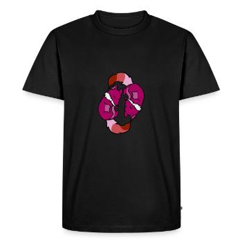 Yin Yang Renards Lesbian Pride - T-shirt Premium bio Homme - noir - Devant - Nico (187cm)