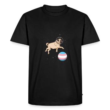 Pug in space Trans Pride - Men's Premium Organic T-Shirt - black - Front - Nico (187cm)