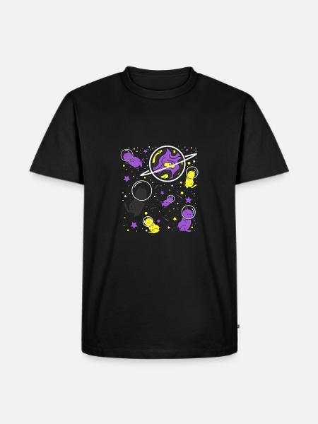 Nonbinary Pride Cat in Space - Men's Premium Organic T-Shirt - black